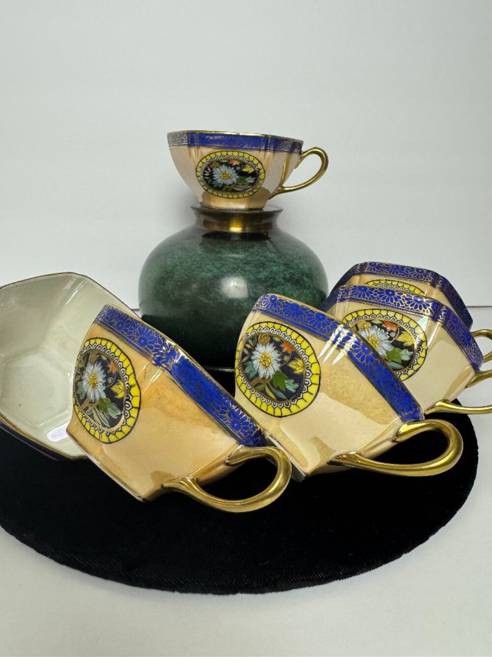Vintage 1920s - 1940s Noritake Hand Painted Tea Cup Set of 6  Made in Japan